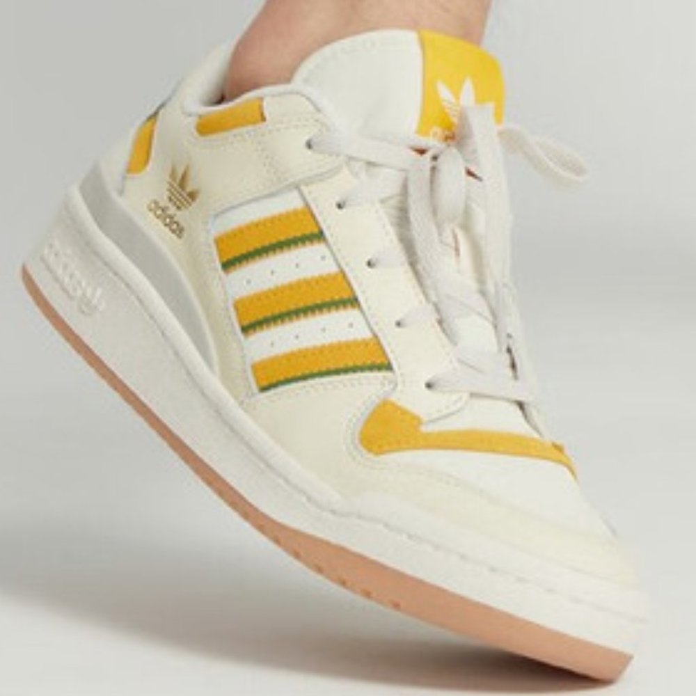 adidas Originals Cream Yellow Green Low-Top Sneakers